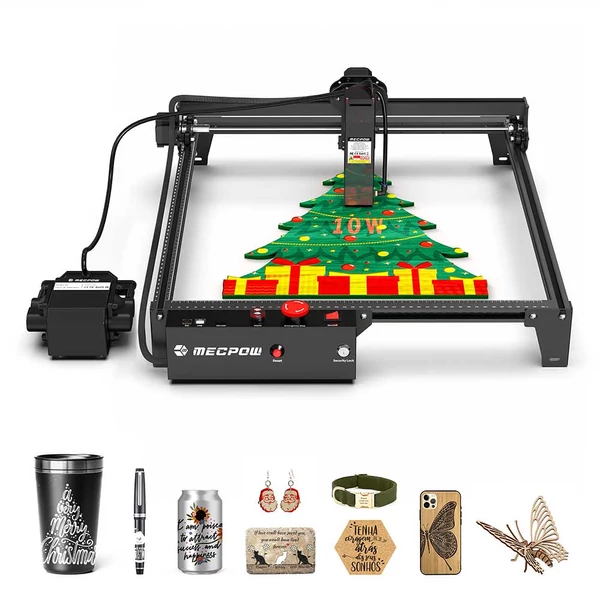 Mecpow X3 Pro 10W lézergravírozó légkompresszoros levegősegéd készlettel - precíziós gravírozás fa, fém és egyéb anyagokhoz