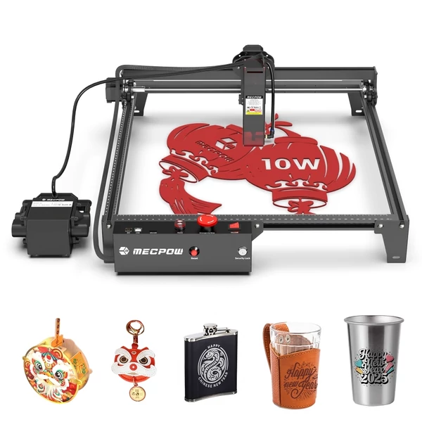 Mecpow X3 Pro 10W lézergravírozó légkompresszoros levegősegéd készlettel - precíziós gravírozás fa, fém és egyéb anyagokhoz