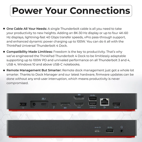 Lenovo ThinkPad USB-C/Thunderbolt 4 dokkoló, max. 135W teljesítmény