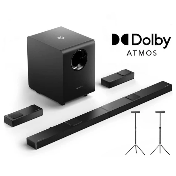 Ultimea Nova S90 7.1.4 csatornás soundbar + 1 pár Steady S90 hangszóróállvány, Dolby Atmos, 740W, 4K HDR, 6 EQ mód