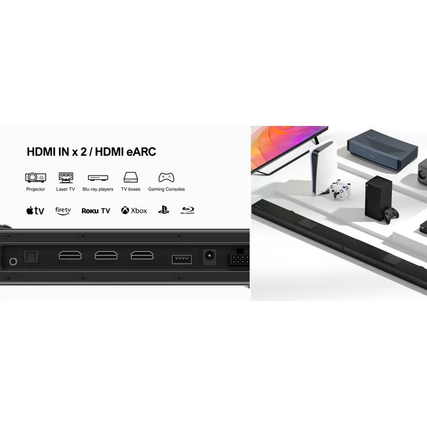 Ultimea Nova S90 7.1.4 csatornás soundbar mélynyomóval, Dolby Atmos, 740W, 4K HDR, 6 EQ mód - Standard