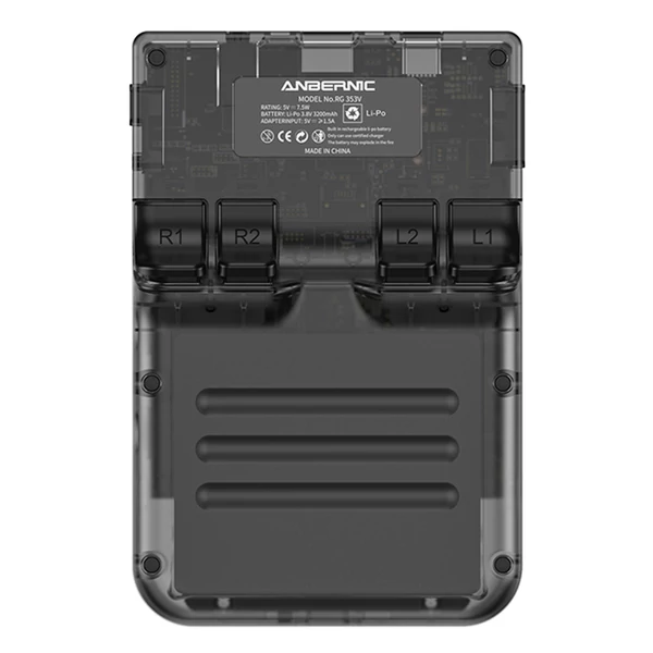 ANBERNIC RG353V játékkonzol, 256GB TF kártya, 32GB Android, 16GB Linux, 2GB RAM, HDMI kimenet, Moonlight - átlátszó fekete
