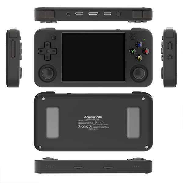 ANBERNIC RG35XX H játékkonzol, 32GB + 64GB TF kártya, 5000+ játék, fekete színben