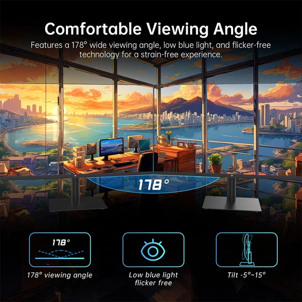 KTC H32T13 32" gaming monitor, 2560×1440 IPS, 100Hz, FreeSync/G-Sync, alacsony kékfény, HDMI, DP, VESA