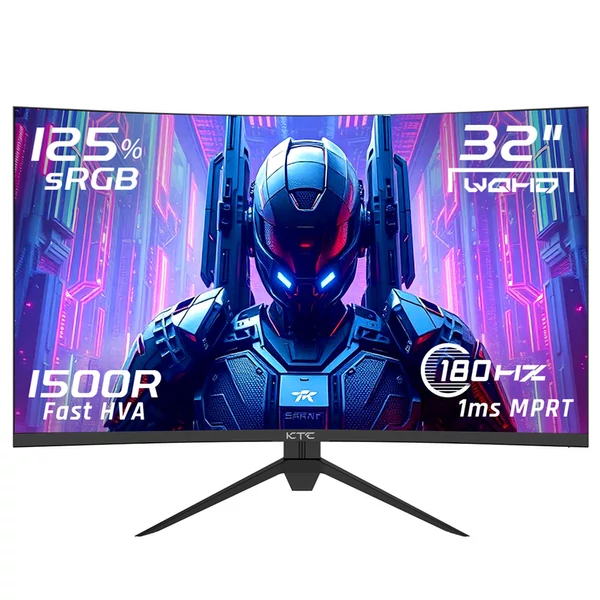 KTC H32S17 32" 1500R ívelt gamer monitor, 2560x1440 QHD, 180Hz, 1ms, HDR10, 99% sRGB, FreeSync/G-SYNC, USB, HDMI2.0, 2xDP1.4, VESA, állítható állvány