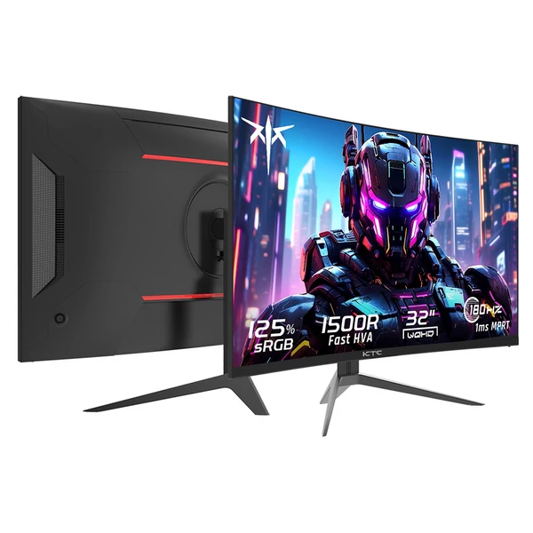 KTC H32S17 32" 1500R ívelt gamer monitor, 2560x1440 QHD, 180Hz, 1ms, HDR10, 99% sRGB, FreeSync/G-SYNC, USB, HDMI2.0, 2xDP1.4, VESA, állítható állvány