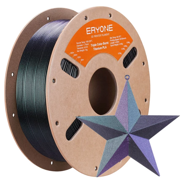 5 kg Eryone égetett titán háromszínű PLA - 1 kg lila-arany-zöld / kék-arany-zöld / fekete-zöld-rózsa / kék-zöld-rózsa / kék-fekete-rózsa