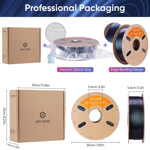 Eryone égetett titán háromszínű PLA filament 1kg - kék, arany, zöld