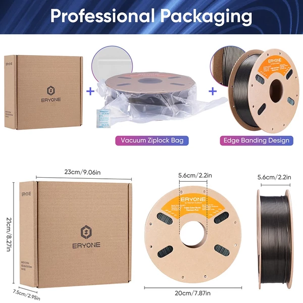 Eryone égetett titán háromszínű PLA filament 1 kg - lila-kék, arany, zöld