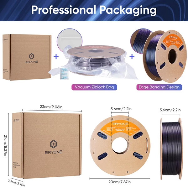 Eryone égetett titán háromszínű PLA filament 1 kg - zöld, rózsaszín-piros, lila-kék