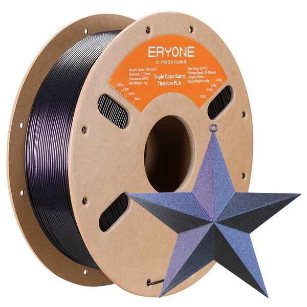 Eryone égetett titán háromszínű PLA filament 1 kg - fekete, rózsaszín-piros, lila-kék