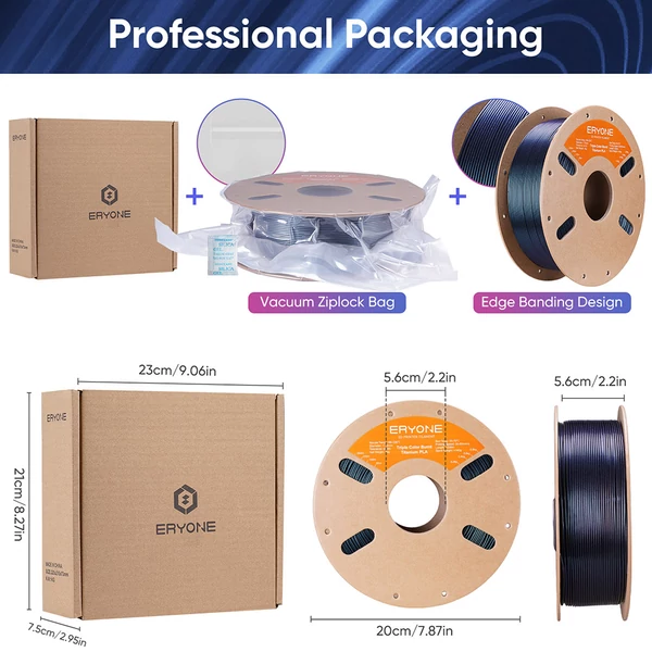 Eryone égetett titán háromszínű PLA filament 1 kg - kék, zöld, rózsaszín-piros