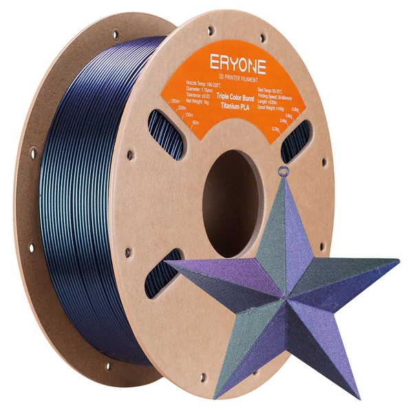 Eryone égetett titán háromszínű PLA filament 1 kg - kék, zöld, rózsaszín-piros