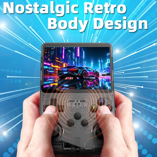 R36S retro játékkonzol, 10 000 játékkal, ArkOS 2.0, 20 emulátor, 3,5" IPS kijelző - Szürke, 64GB kártya