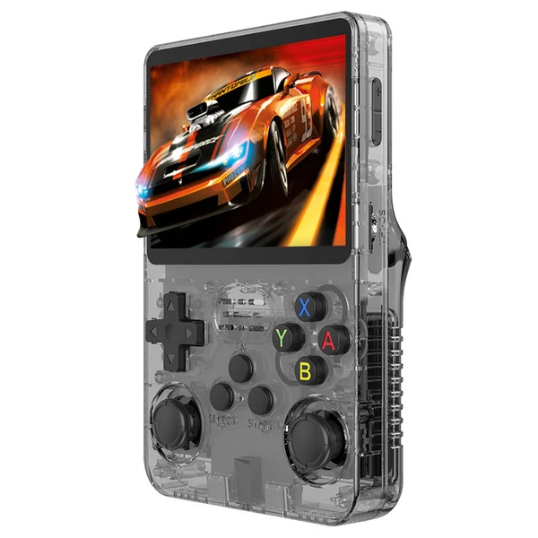 R36S retro játékkonzol, 10 000 játékkal, ArkOS 2.0, 20 emulátor, 3,5" IPS kijelző - Szürke, 64GB kártya