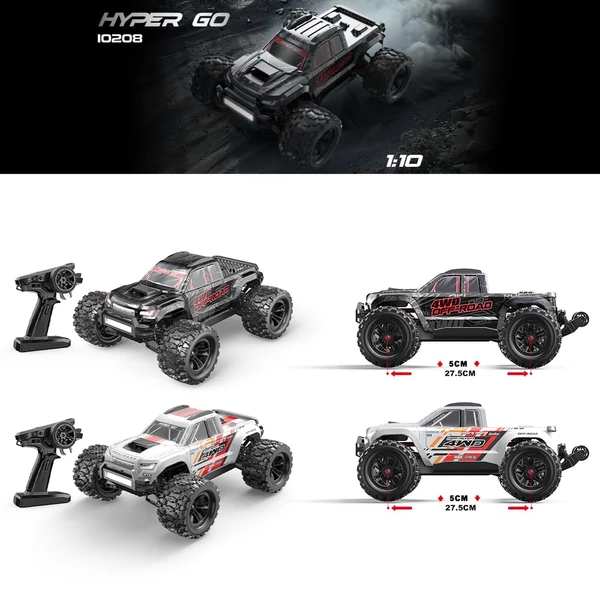 MJX 10208 1/10 RC autó, 4WD, kefe nélküli, nagy sebességű távirányítós jármű