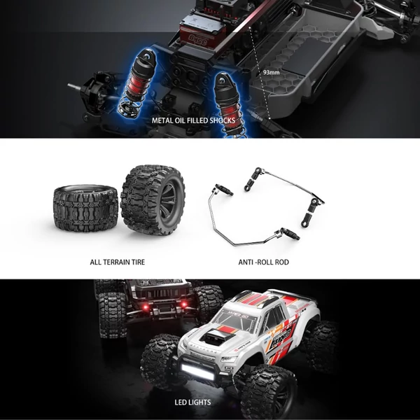 MJX 10208 1/10 RC autó, 4WD, kefe nélküli, nagy sebességű távirányítós jármű