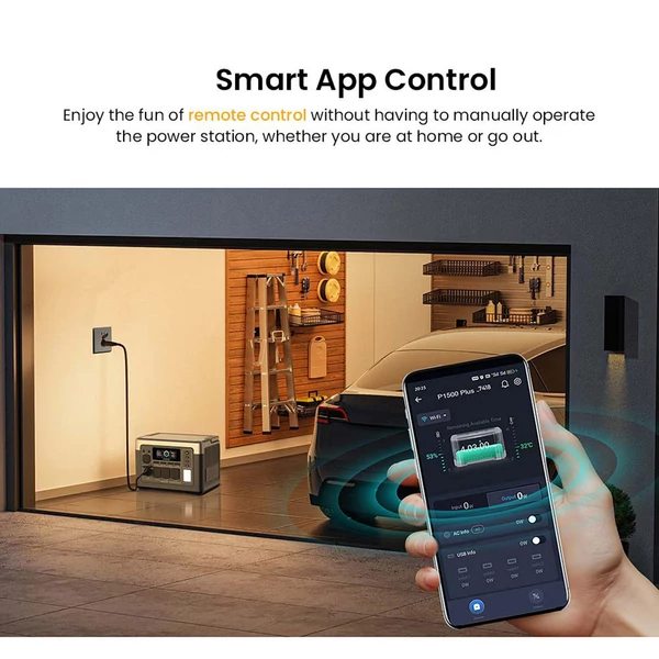 OUKITEL P1500 Plus hordozható erőmű, 1800W 1536Wh kültéri generátor, 4000 ciklusos LiFePO4, APP vezérlés