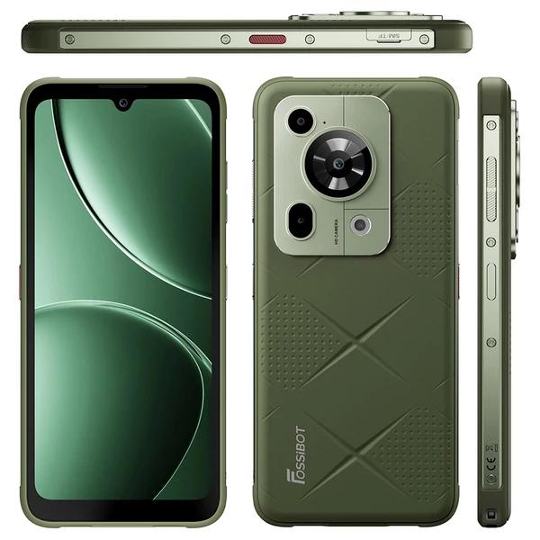 FOSSiBOT F112 Pro 5G strapabíró telefon, 50+5MP hátlapi kamera, 7150mAh akku, 6,88" HD+, 8/256GB, Android 14, IP68/IP69K - Zöld
