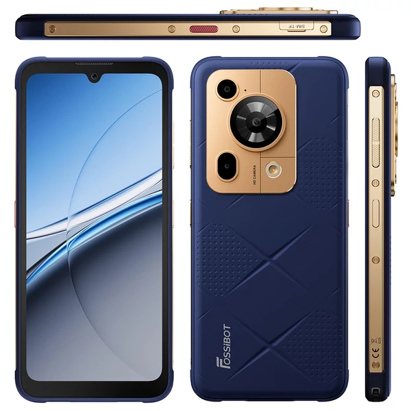 FOSSiBOT F112 Pro 5G strapabíró telefon, 50+5MP hátlapi kamera, 7150mAh akku, 6,88" HD+, 8/256GB, Android 14, IP68/IP69K - Kék