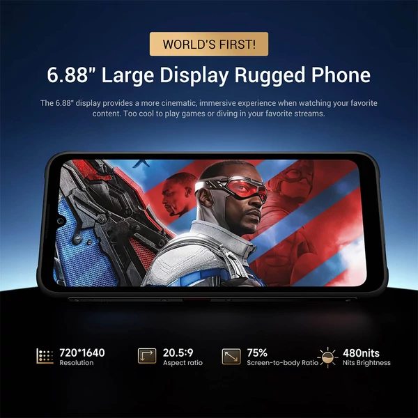 FOSSiBOT F112 Pro 5G strapabíró telefon, 50+5MP hátlapi kamera, 7150mAh akku, 6,88" HD+, 8/256GB, Android 14, IP68/IP69K - Kék