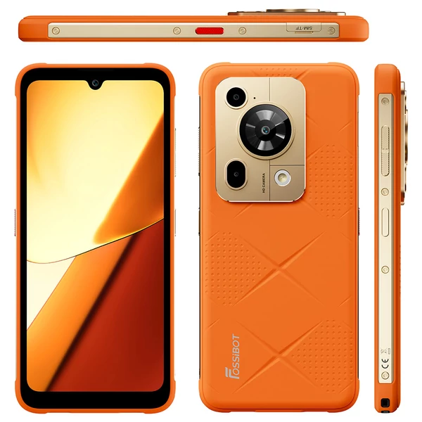 FOSSiBOT F112 Pro 5G strapabíró telefon, 50+5MP hátlapi kamera, 7150mAh akku, 6,88" HD+, 8/256GB, Android 14, IP68/IP69K - Narancs