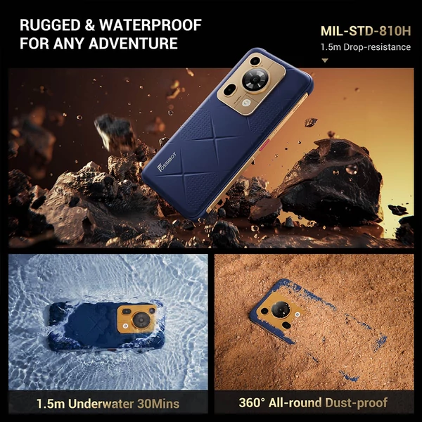 FOSSiBOT F112 Pro 5G strapabíró telefon, 50+5MP hátlapi kamera, 7150mAh akku, 6,88" HD+, 8/256GB, Android 14, IP68/IP69K - Narancs