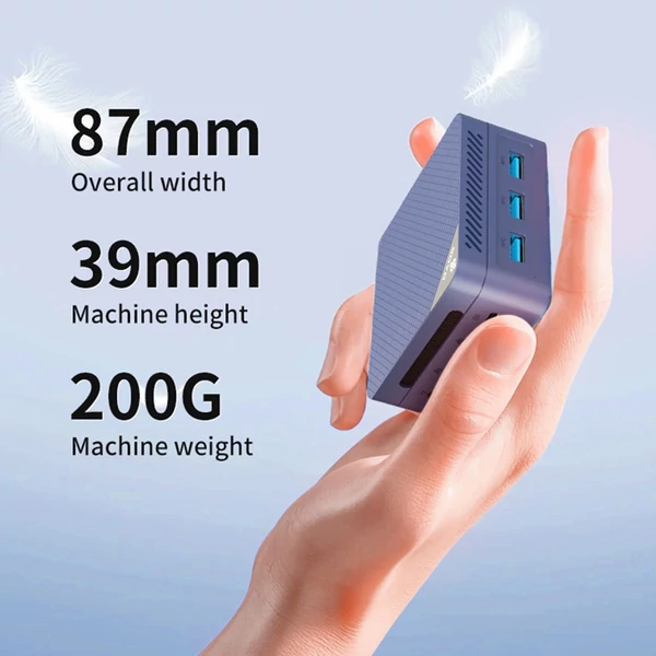 SOYO M4 Mini PC, Intel N150 4 mag 3,6GHz, 12GB LPDDR5 RAM, 512GB SSD, 2×HDMI+DP 4K, WiFi 5, BT 5.0, 3×USB3.2, 2×RJ45, Type-C, audio