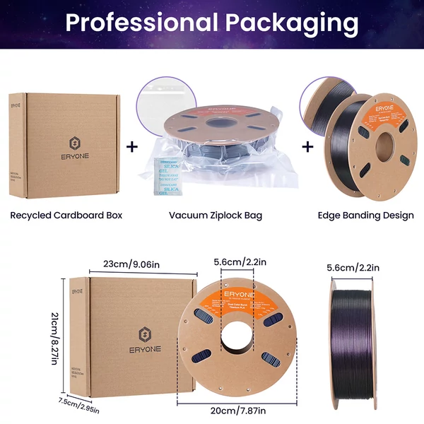 5kg ERYONE Égő titán dupla színű PLA – 1kg kék & rózsa / zöld & arany / fekete & kék / fekete & rózsa / fekete & lila