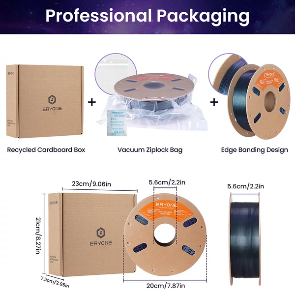ERYONE Égő titán dupla színű PLA filament 1kg – Fekete & kék