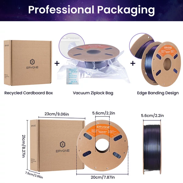 ERYONE Égő titán dupla színű PLA filament 1kg – fekete & lila-kék