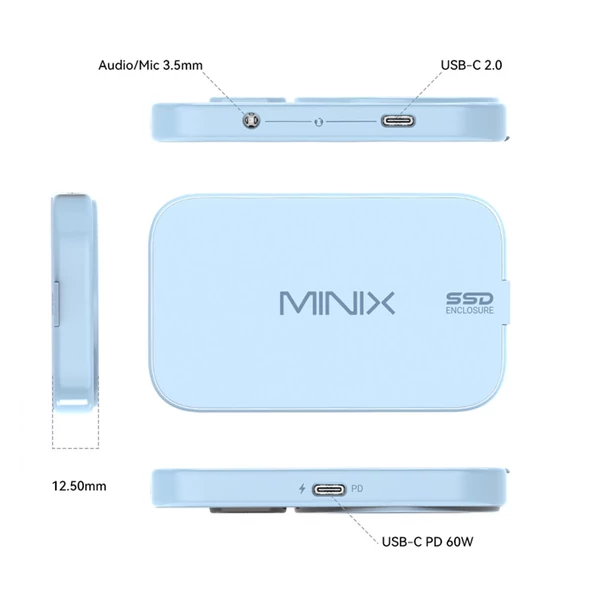 MINIX MSE01 4 az 1-ben M.2 NVMe/SATA SSD ház, MagSafe kompatibilis, akár 4TB kapacitásig