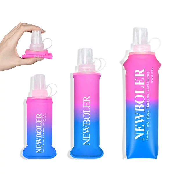 NEWBOLER BOT003 Összecsukható, puha, BPA-mentes sportkulacs – 150 ml, rózsaszín-kék átmenet