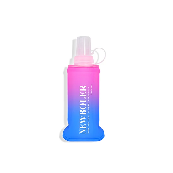 NEWBOLER BOT003 Összecsukható, puha, BPA-mentes sportkulacs – 150 ml, rózsaszín-kék átmenet