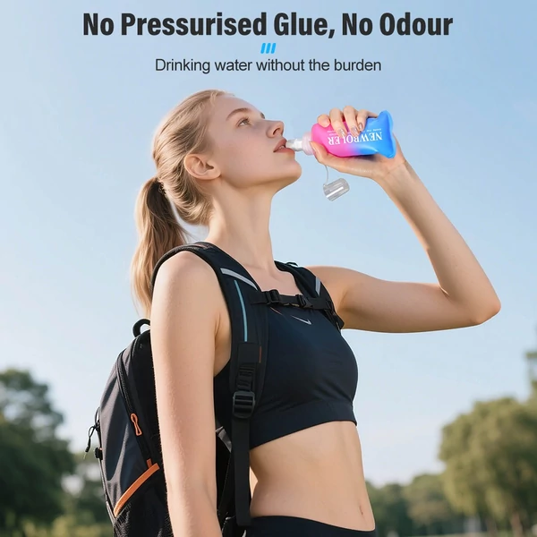 NEWBOLER BOT003 Összecsukható, puha, BPA-mentes sportkulacs – 250 ml, rózsaszín-kék átmenet
