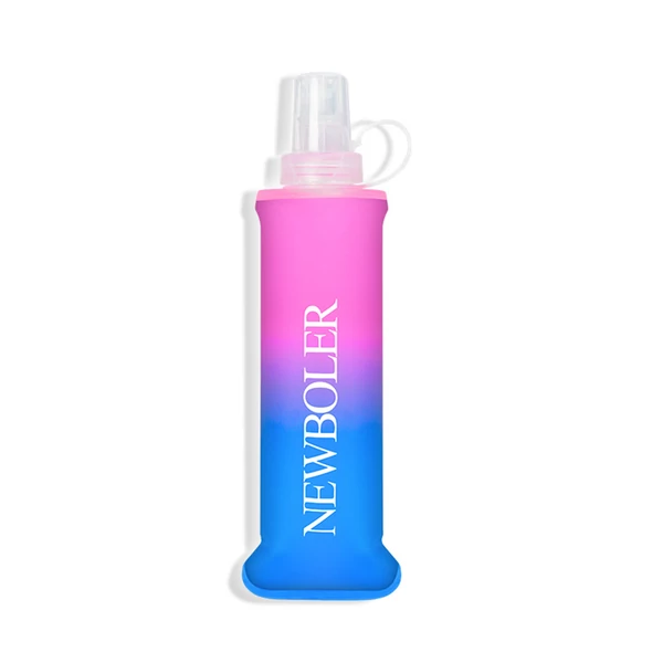 NEWBOLER BOT003 Összecsukható, puha, BPA-mentes sportkulacs – 250 ml, rózsaszín-kék átmenet