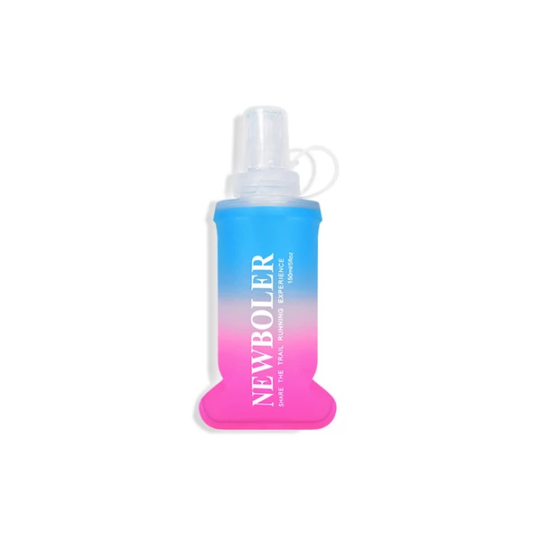 NEWBOLER BOT003 Összecsukható, puha, BPA-mentes sportkulacs – 150 ml, kék-rózsaszín átmenet