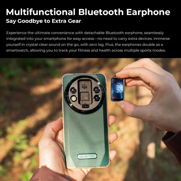 Oukitel WP200 Pro 5G tereptúrás telefon, fejhallgató/óra, 24GB+1TB, 6.7" AMOLED, 108MP kamera, 8800mAh, Android 15, IP68 - Fekete