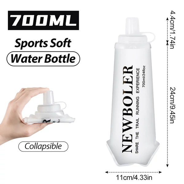 NEWBOLER BOT225 összecsukható, puha, BPA-mentes sportkulacs – 700 ml, fehér
