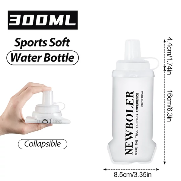 NEWBOLER BOT225 összecsukható, puha, BPA-mentes sportkulacs – 300 ml, fehér