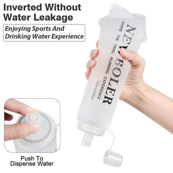 NEWBOLER BOT225 összecsukható, puha, BPA-mentes sportkulacs – 300 ml, fehér
