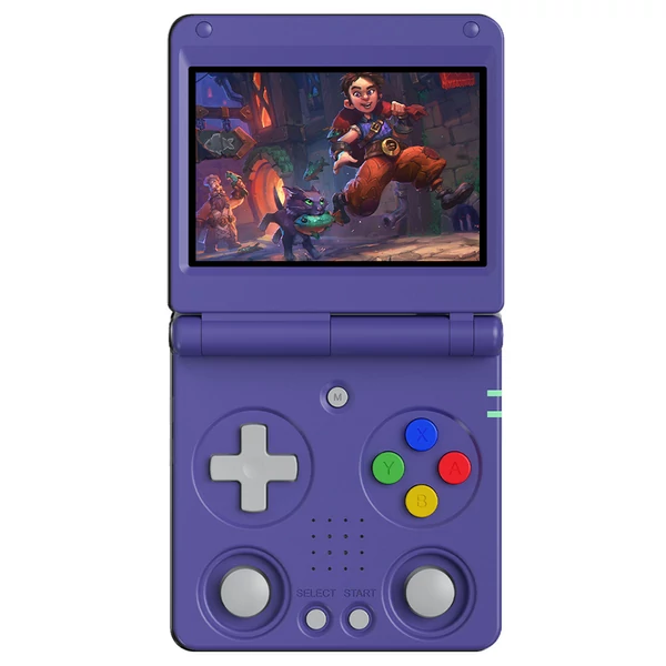 ANBERNIC RG34XXSP Flip játékkonzol, 4 000+ játék, 3,4" IPS, 30+ emulátor, 6 óra játék, 5G WiFi - Kék, 64GB