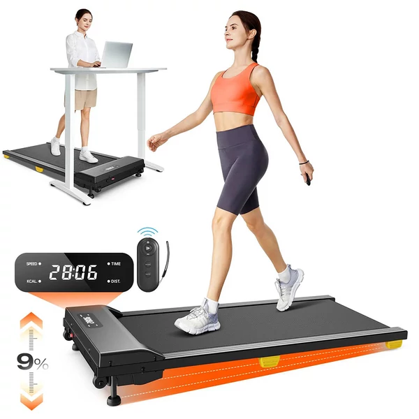 SYSURO S1L gyaloglópad, 136 kg teherbírás, 1–10 km/h, 9% dőlésszög, 5 rétegű szalag, LED kijelző, távirányító