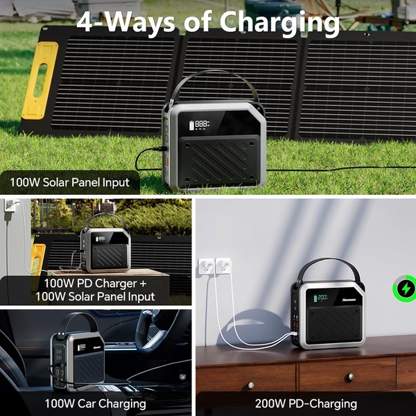 NEWSMY P72 hordozható tápállomás, 268W, 270Wh/72000mAh LiMnFePO4 akku, fényszóró, 2×100W USB-C PD, 5 kimenet
