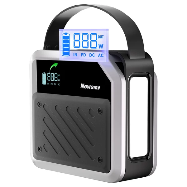 NEWSMY P72 hordozható tápállomás, 268W, 270Wh/72000mAh LiMnFePO4 akku, fényszóró, 2×100W USB-C PD, 5 kimenet