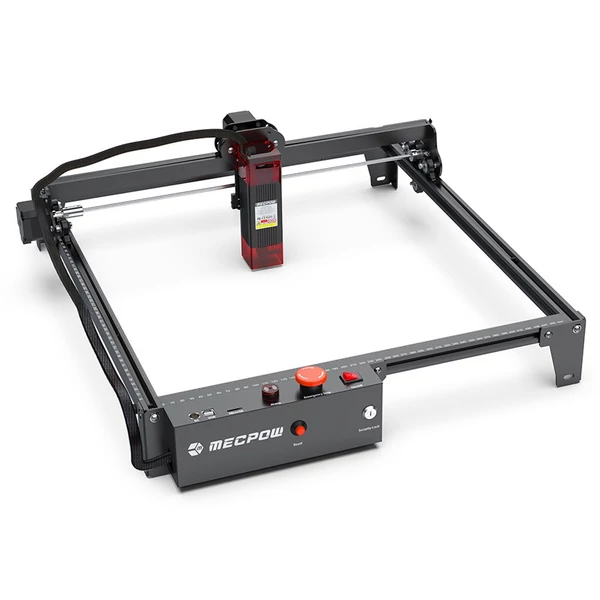 Mecpow X3 5W lézer, fix fókusz, 0,01mm pontosság, 10000 mm/perc gravírozás, biztonsági zár, vészleállítás, 410x400mm