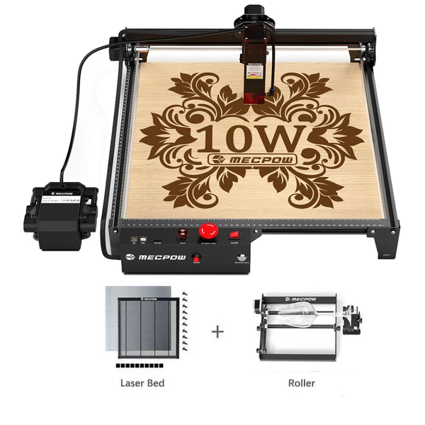 Mecpow X3 Pro 10W lézergravírozó légsegéddel + G3 Pro forgóhenger + H44 lézerágy