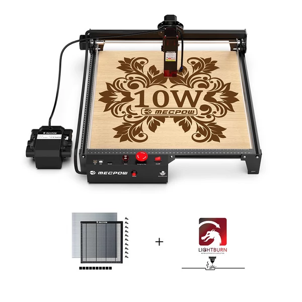 Mecpow X3 Pro 10W lézergravírozó légbefúvóval + H44 gravírágy + 1 év LightBurn licenc