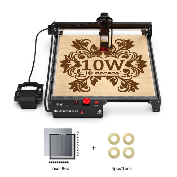 Mecpow X3 Pro 10W lézergravírozó légsegéddel + H44 lézerágy + 4 db lencse