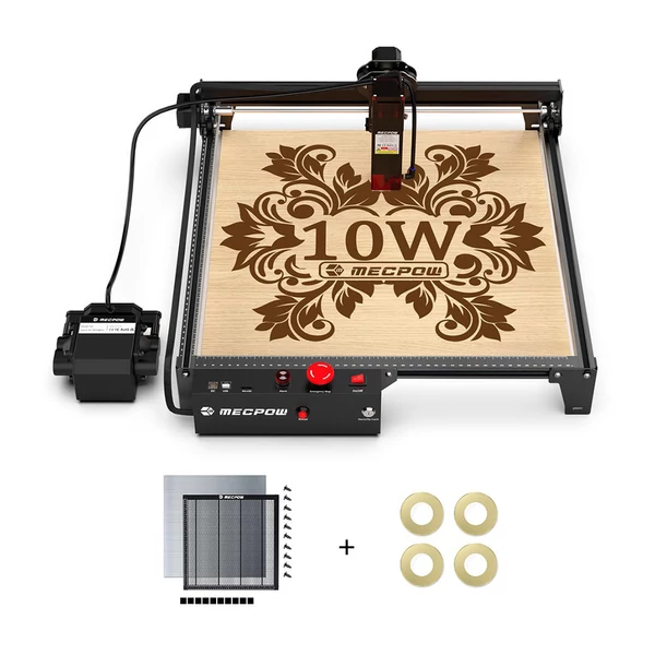 Mecpow X3 Pro 10W lézergravírozó légsegéddel + H44 lézerágy + 4 db lencse